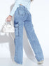 Women's Washed Cargo Jeans with Multiple Pockets