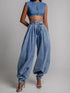 High Waisted Denim Harem Pants for Women