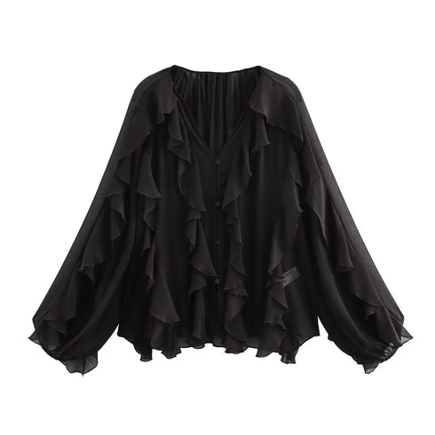 Women’s Casual Ruffled V-Neck Blouse