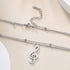 Lemegeton Stainless Steel Musical Note Pendant Necklace Double Layered Beads Chain Women Punk Hip Hop Jewelry Gifts