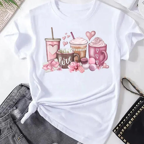 Aesthetic Women's Ice Cream Graphic Tee - Trendy Short Sleeve T-Shirt for Stylish Casual Looks