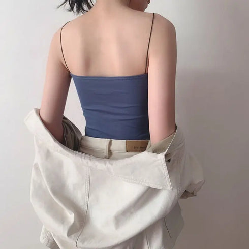 Women's Cotton Sleeveless Crop Top with Removable Pads