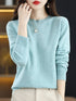 Women's 100% Merino Wool O-Neck Pullover Sweater