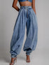 High Waisted Denim Harem Pants for Women