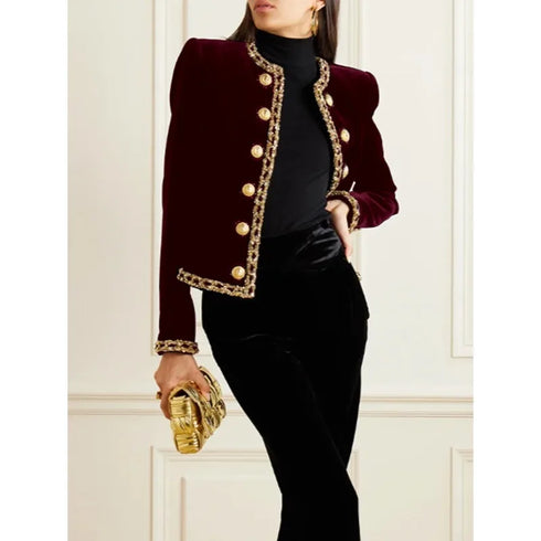 Plus Size Luxury Silk Velvet Jacket for Women