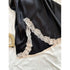 Lace Trim Satin Nightgown in Black