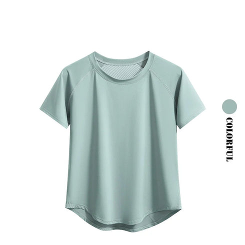 DRUR Women Sports T-shirt Short Sleeve Quick Dry Loose Compression Shirt Female Summer Fitness Sweatshirt Running Gym Tops New