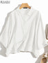 ZANZEA Elegant 3/4 Sleeve Lapel Neck Blouse for Women