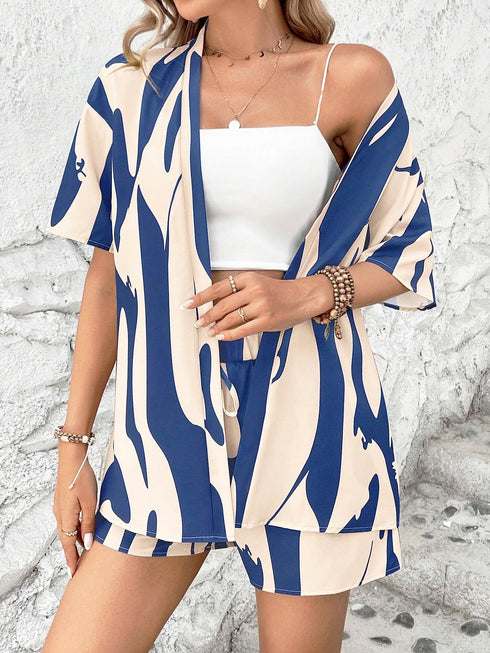 Elegant Floral Print Women's Summer Set