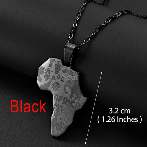 Anniyo Africa Map Pendant Necklace - Silver & Gold