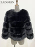 Elegant Faux Fur Coat in Black and White for Women