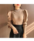 Slim Fit Turtleneck Sweater with Puff Sleeves