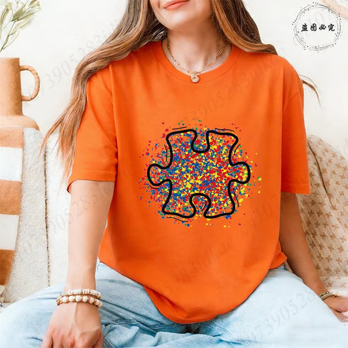 Trendy Women's Autism Awareness Graphic T-Shirt