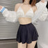 Low Waist A-Line Pleated Mini Skirt for Women