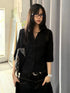 Genayooa Vintage Casual Black Shirt for Women