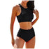 High Waist Solid Colour Bikini Set for Women