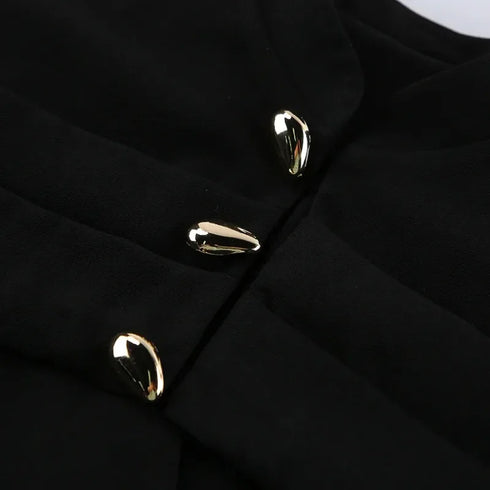 Elegant Black Blazer with Gold Buttons