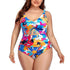 Floral Plus Size Tummy Control Monokini Swimwear
