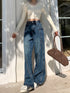 Women's High Waist Wide Leg Denim Jeans in Navy