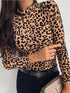 Leopard Print Turtleneck Long Sleeve Top