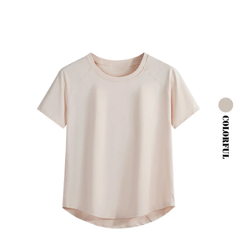 DRUR Women Sports T-shirt Short Sleeve Quick Dry Loose Compression Shirt Female Summer Fitness Sweatshirt Running Gym Tops New