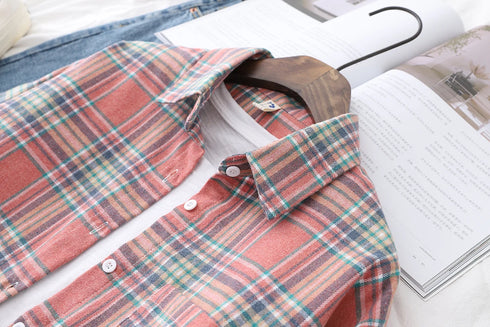 Elegant Women's Plaid Shirt 2025 New Ladies Large Size Casual Loose Lapel Long Sleeve Blouse&Tops Female Lapel Checked Clothing