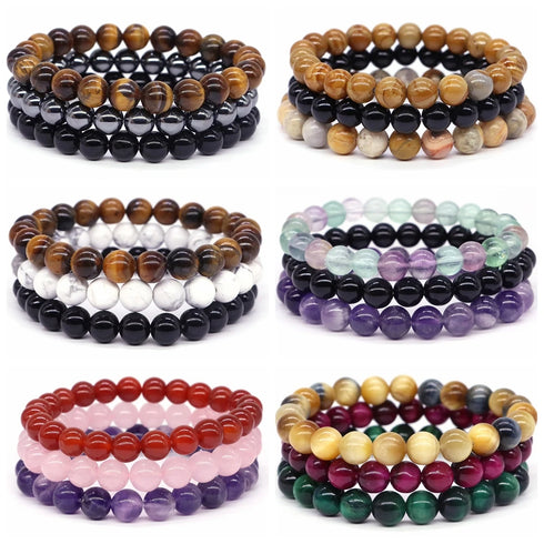 Couples Distance Bracelet Set - Natural Stone Healing