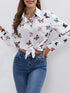 Women's Long-Sleeved Butterfly Print Loose Shirt