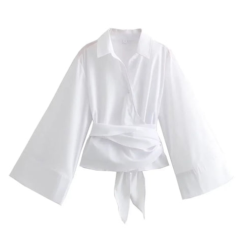 Long Sleeve Satin Feel Kimono Blouse for Women
