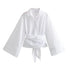 Long Sleeve Satin Feel Kimono Blouse for Women