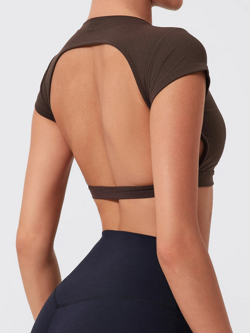 Ctenkevet Women's Yoga Crop Top with Back Detail