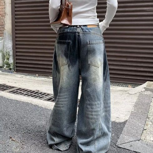 Vintage Wide Leg Denim Jeans for Women