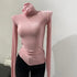 Turtleneck Long Sleeve Women's Top - See-Through Style