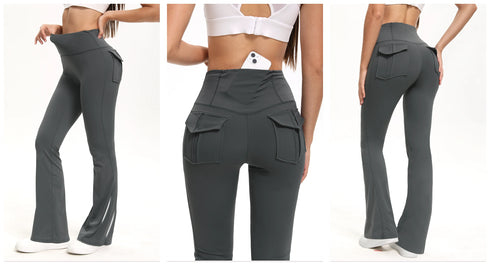 Women's High Waisted Flared Yoga Pants with Pockets