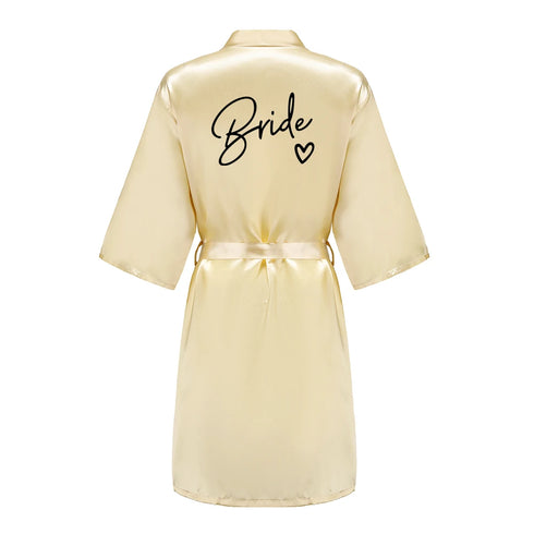 Team Bride Satin Robe with Black Letters