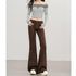 Women's High Waist Wide Leg Denim Trousers
