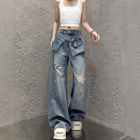 Chic Wide Leg Denim Jeans for Women
