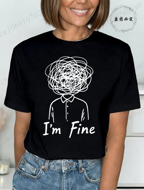Harajuku I'm Fine Graphic T-Shirt for Women
