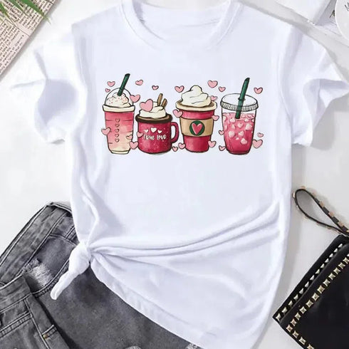 Aesthetic Women's Ice Cream Graphic Tee - Trendy Short Sleeve T-Shirt for Stylish Casual Looks