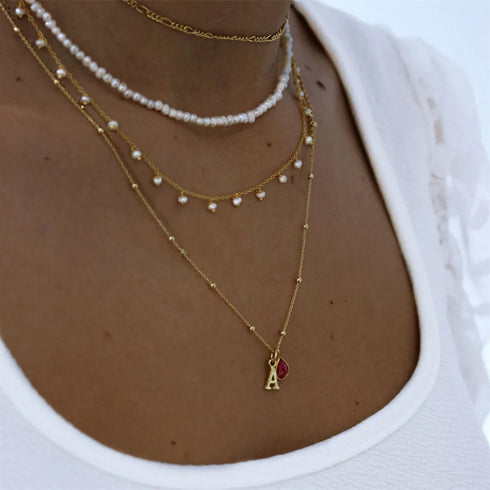 Summer Multilayer Handmade Necklace with Crystal Pendant