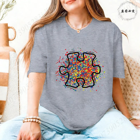 Trendy Women's Autism Awareness Graphic T-Shirt
