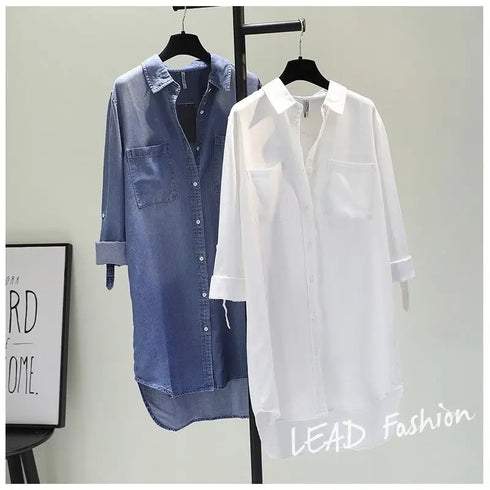 Casual Long Sleeve Blouse with Double Pockets