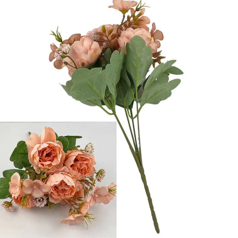 Simulated Peony Bouquet - Silk Artificial Flowers