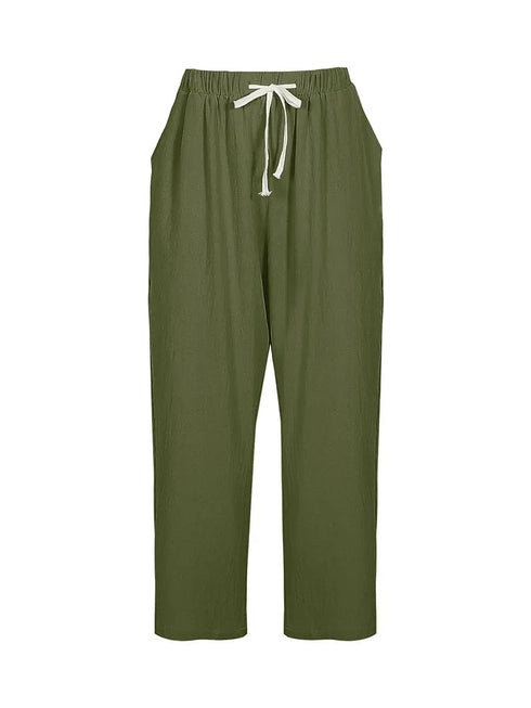 Plus Size Solid Drawstring Women's Ankle-Length Pants