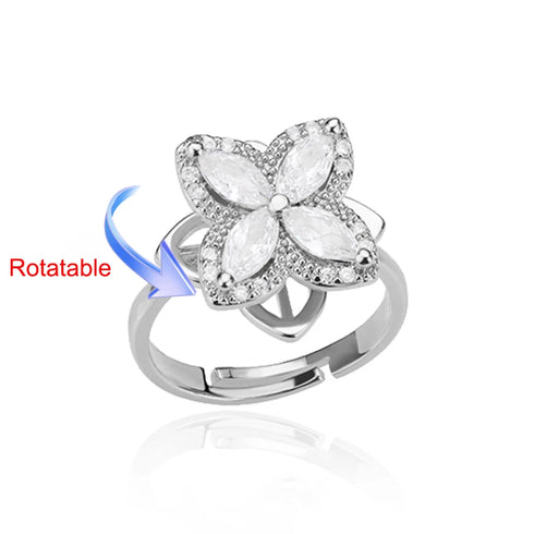 Four Clover Rotating Anxiety Ring - Adjustable Gold