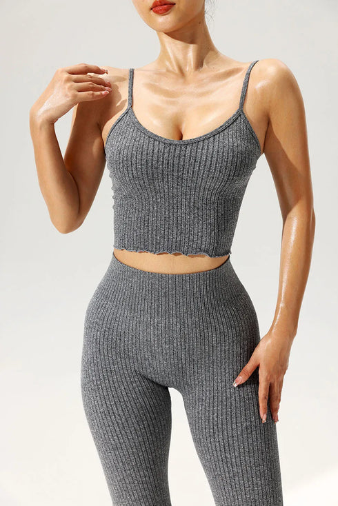 Seamless Flared Pants & Ribbed Tank Top Set