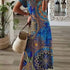 Chic Printed Maxi Dress with Round Neck