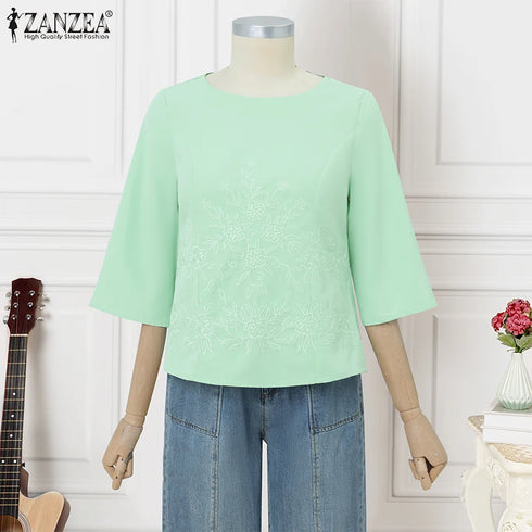 ZANZEA Elegant Embroidered Blouse for Women