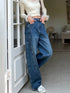 Women's High Waist Wide Leg Denim Jeans in Navy