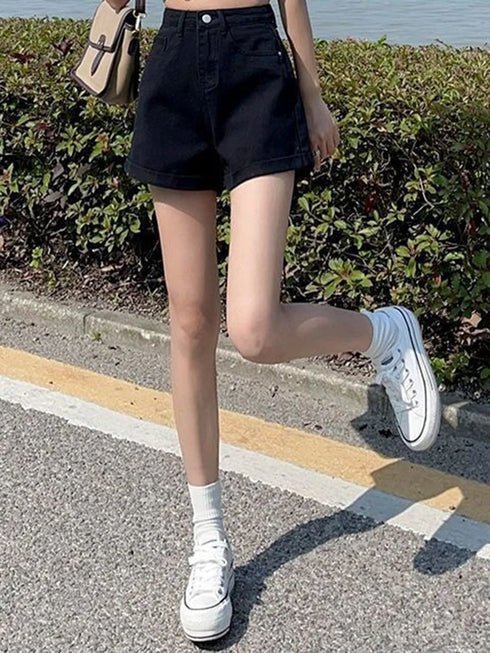 High Waist Denim Mini Shorts for Women
